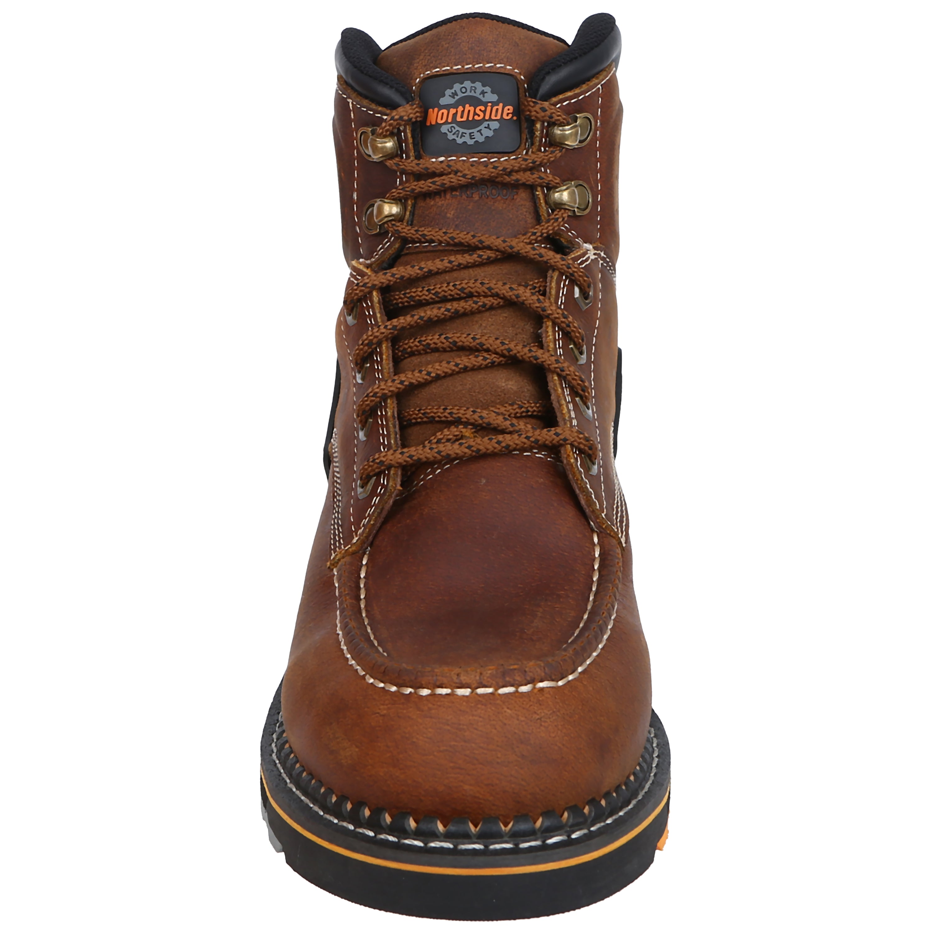 Men’s Roanoke 6" Soft Toe Waterproof Work Boot – brown front view showing soft toe design