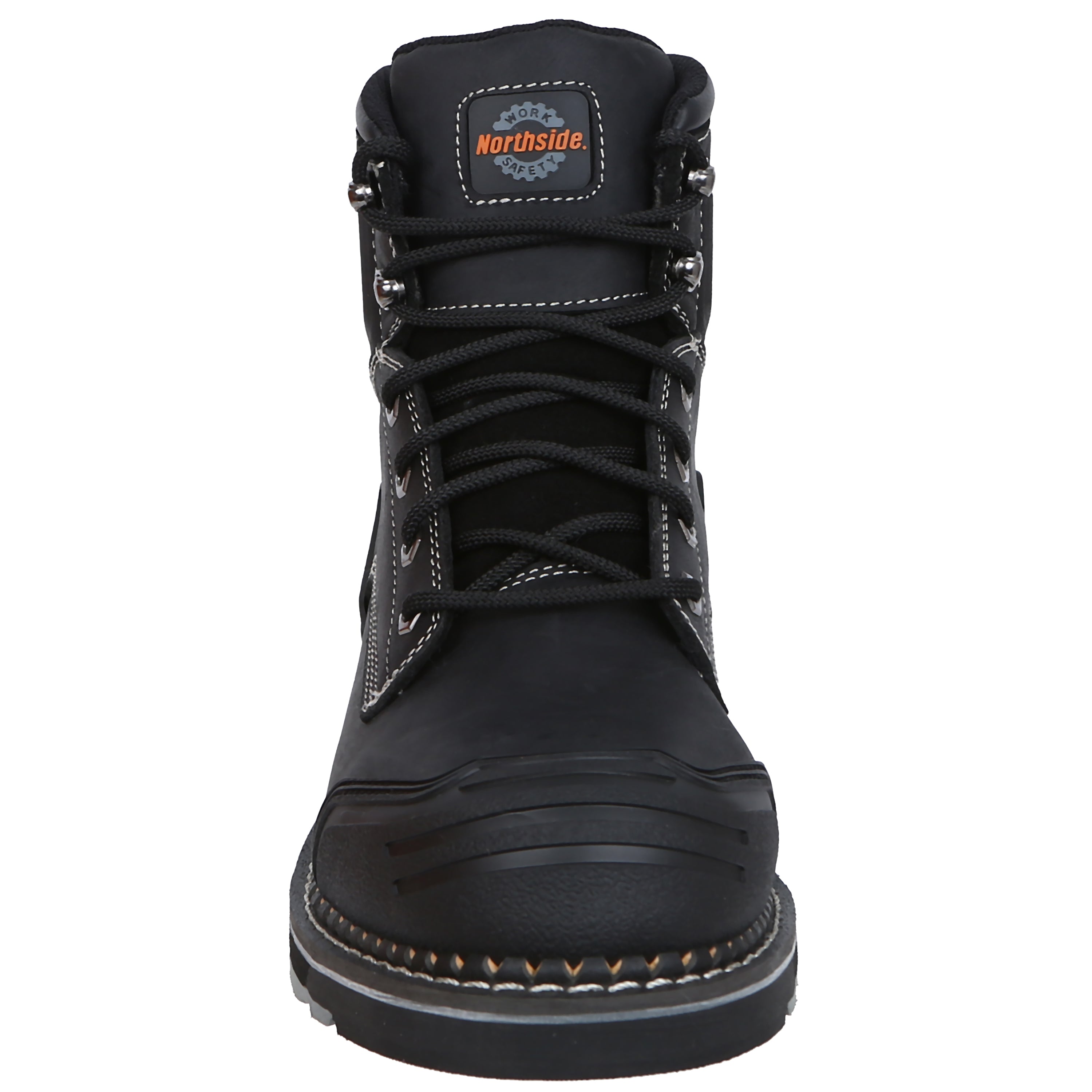 Men's Akron 6" Nano Toe Waterproof Work Boot – Black front view showing high abrasion moulded PVC toe protection