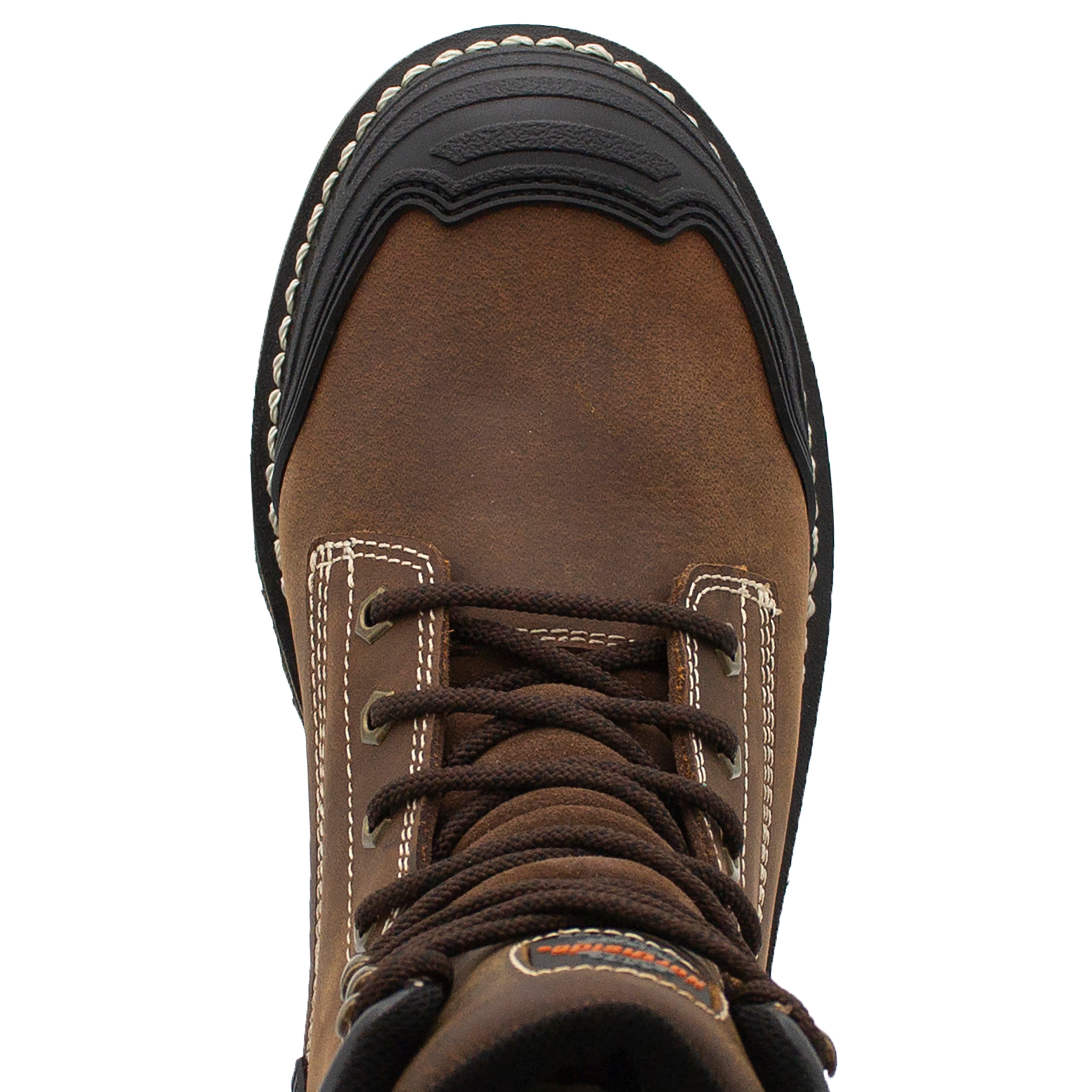 Men’s Reno 8" Nano Toe Waterproof Work Boot – dark brown top view showing nano safety toe