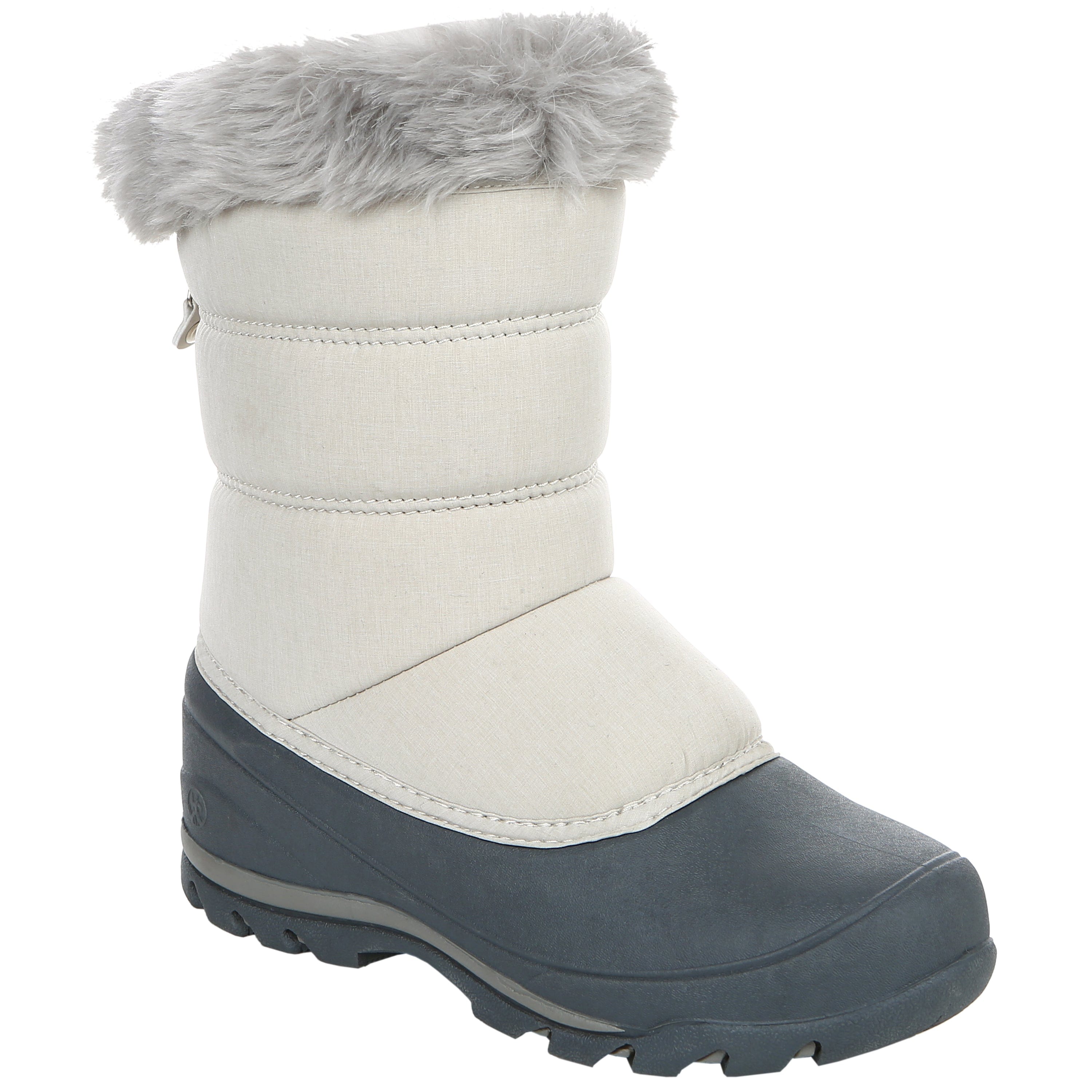 womens zip up snow boots cream color waterproof