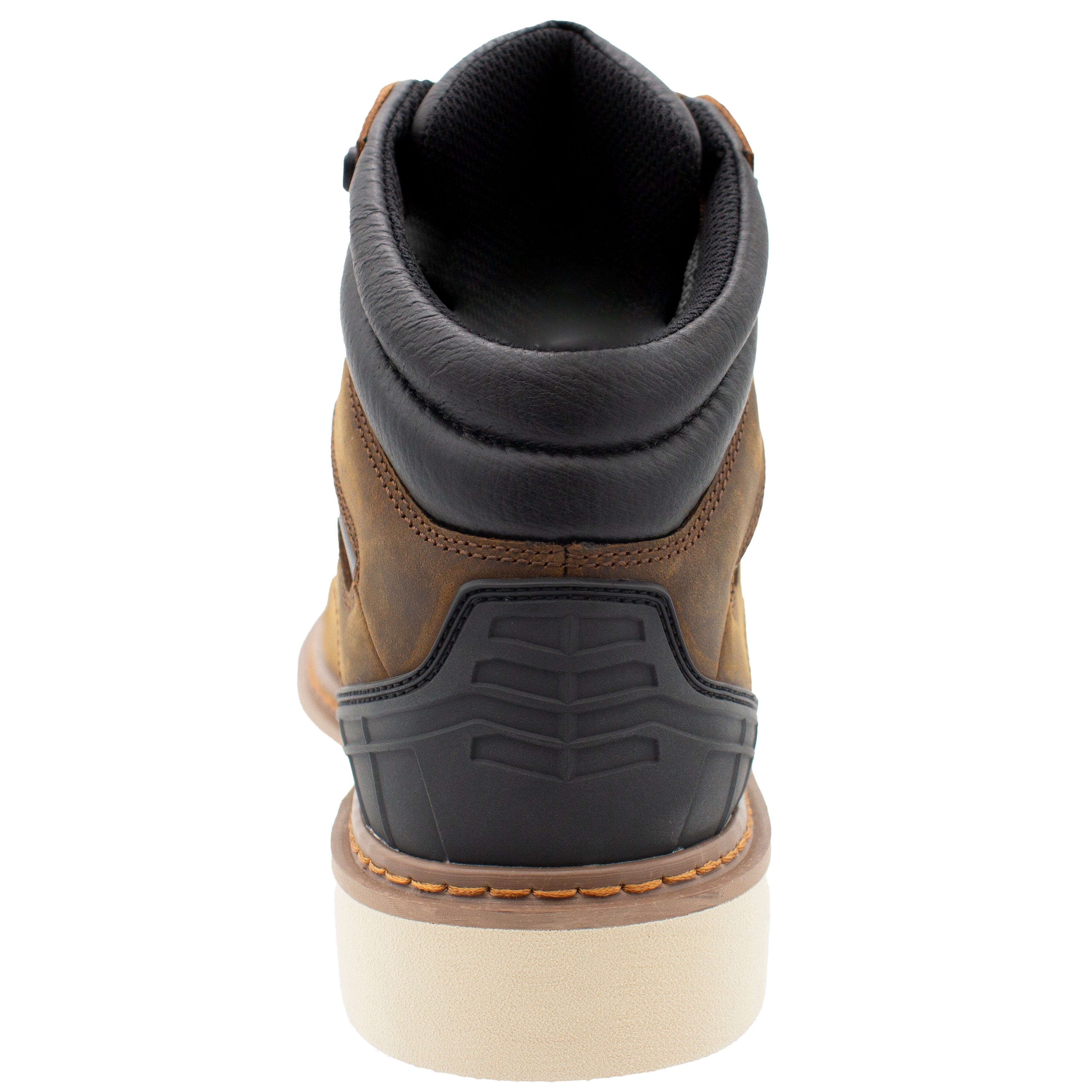 Men’s Garner II Wedge 6" Composite Toe Waterproof Work Boot – brown back view with molded PVC heel reinforcement