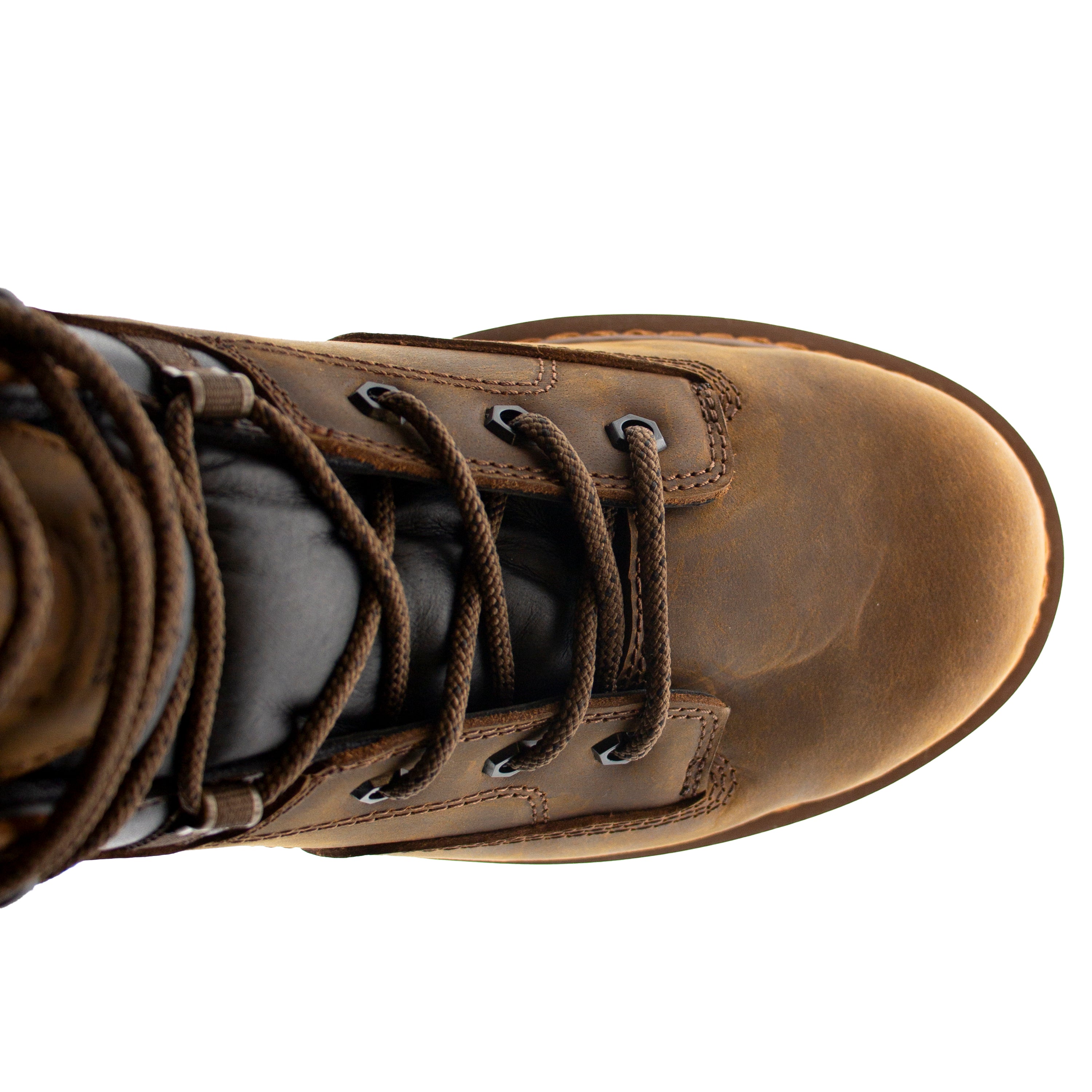 Men’s Garner II Wedge 6" Composite Toe Waterproof Work Boot – brown top view showing lace-up design and composite safety toe