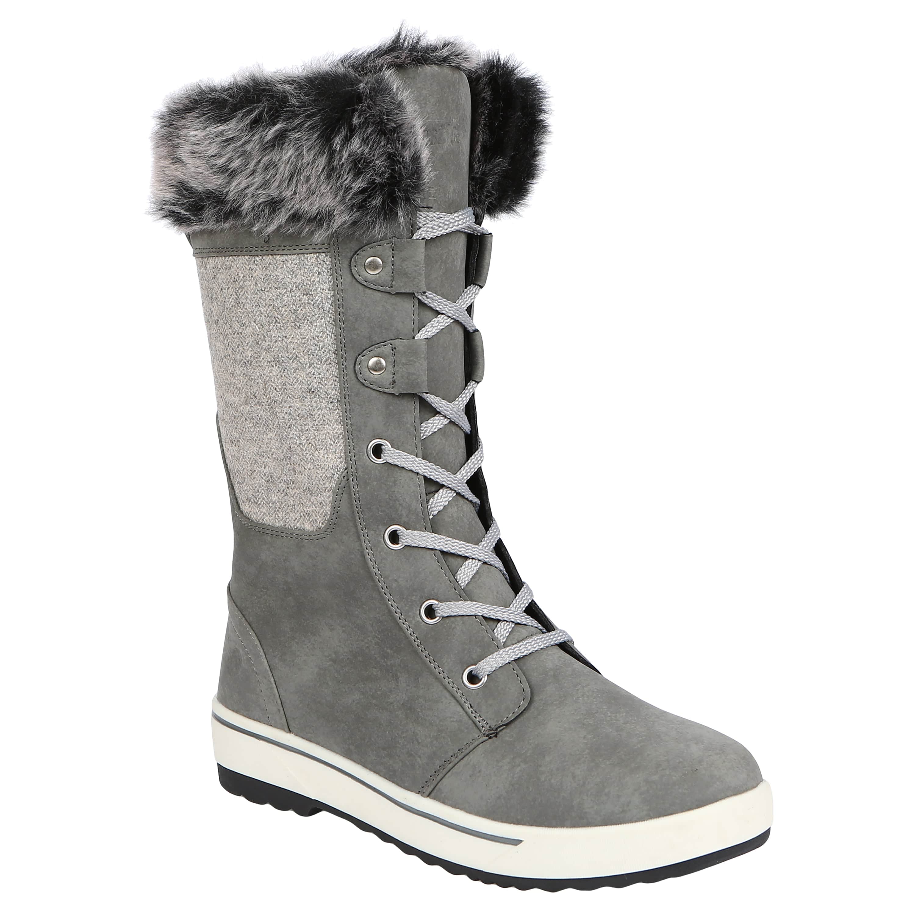 grey white snow boots women