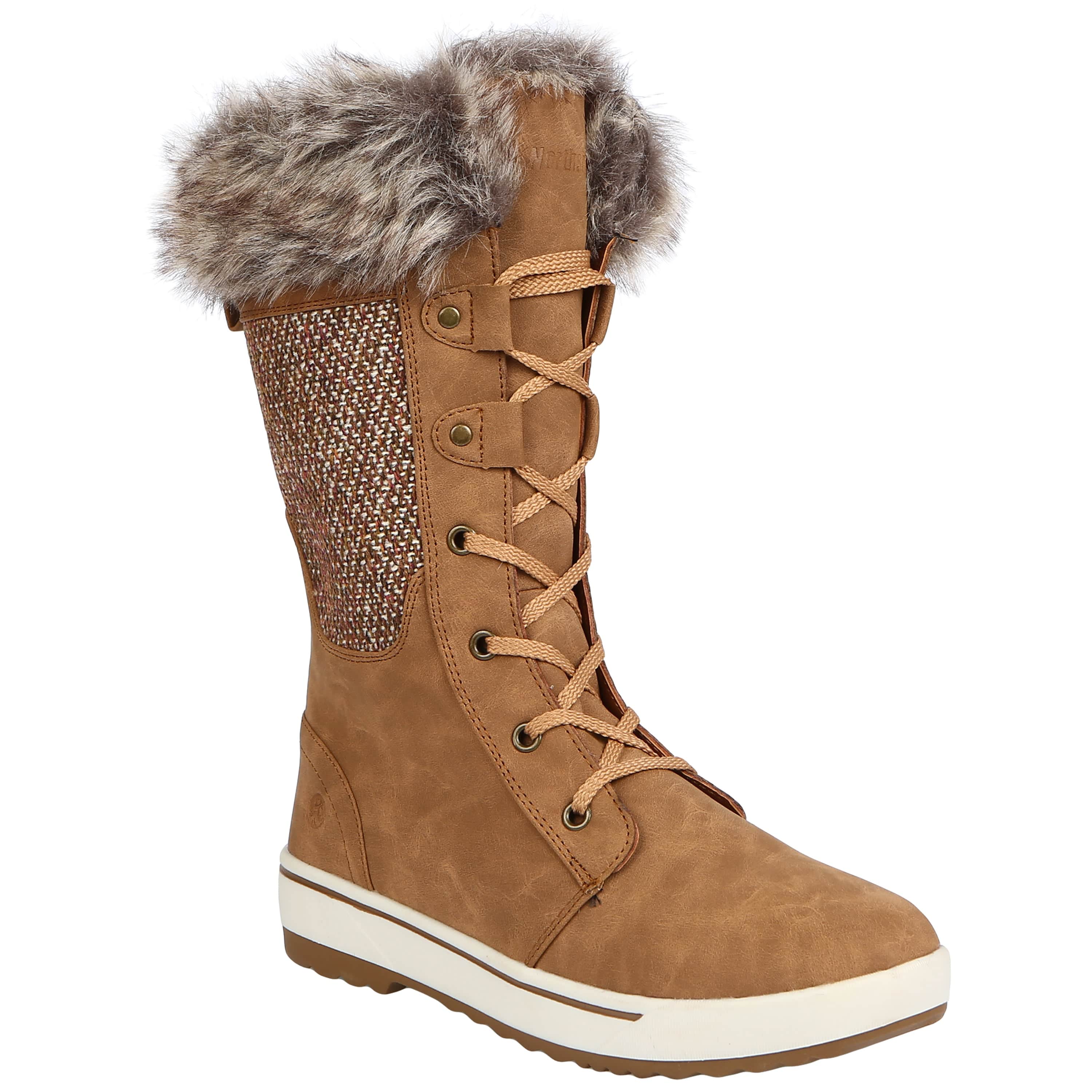 Lace up ladies tan snow boots